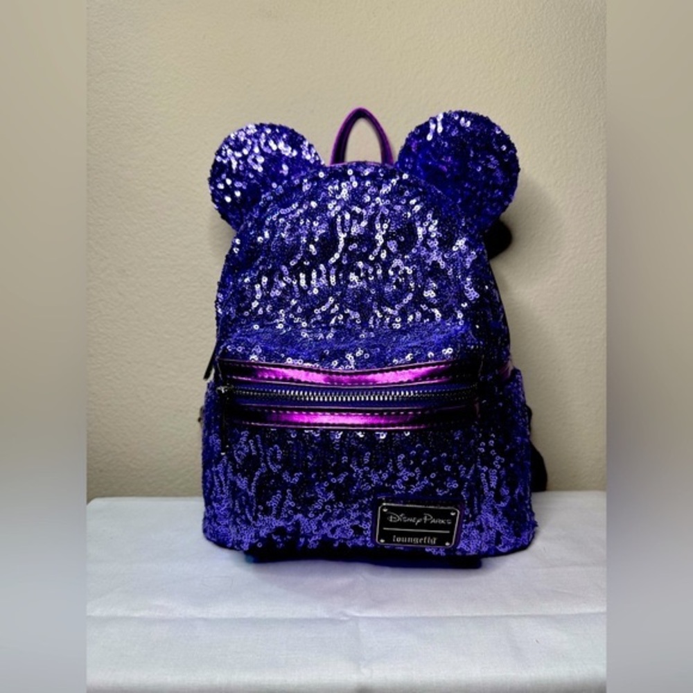 Disney Mickey Mouse Potion Purple Sequined Mini Backpack by Loungefly